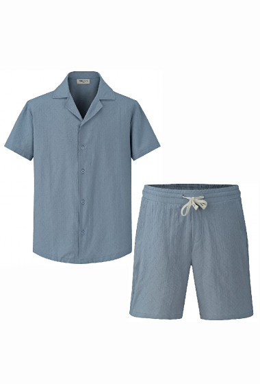 Wholesaler Frilivin - Plain Casual Shirt Shorts Set