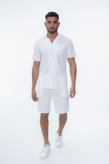 Wholesaler Frilivin - Plain pleated shirt shorts set