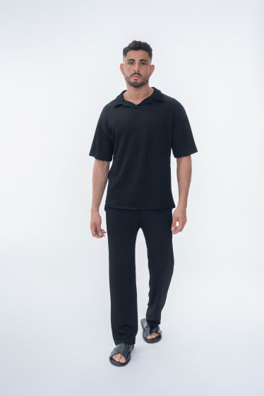 Großhändler Frilivin - Schlichtes T-Shirt-Hosen-Set mit Falten