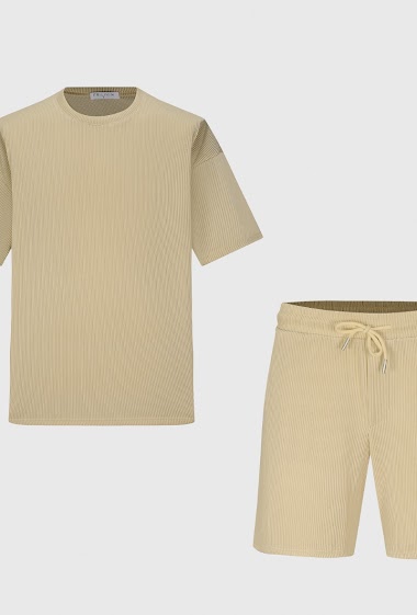Großhändler Frilivin - Schlichtes T-Shirt-Shorts-Set mit Falten