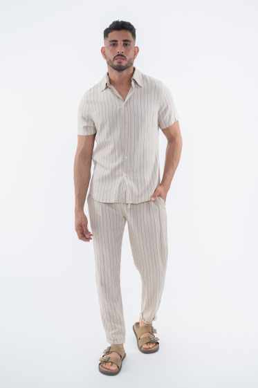 Wholesaler Frilivin - Plain striped shirt pants set