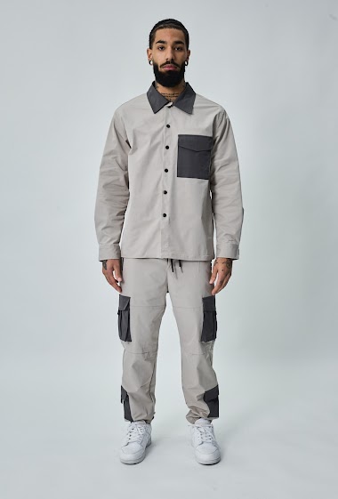 Wholesaler Frilivin - Ensemble utillity veste pantalon cargo bicouleur