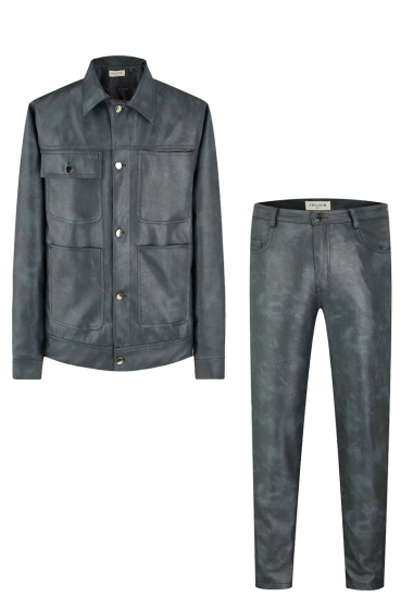 Wholesaler Frilivin - Faux leather jacket and pants set