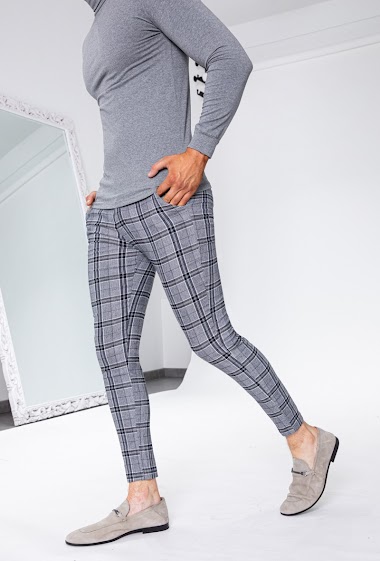 Pantalon ultra stretch à motif carreaux Frilivin