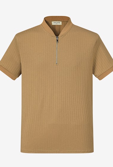 Wholesaler Frilivin - T-shirt à col zippé en maille cotelé