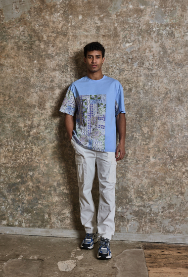 Grossiste Frilivin - T-shirt bimatiere à motifs abstraits