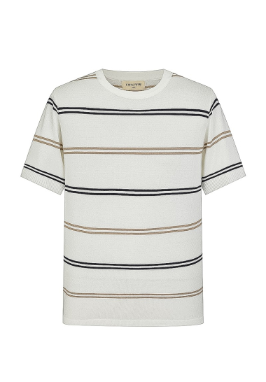 Wholesaler Frilivin - White knitted t-shirt with stripes