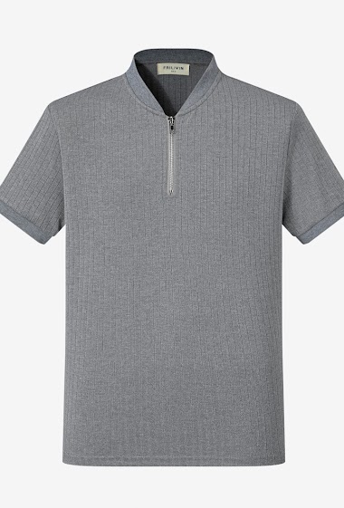 Wholesaler Frilivin - T-shirt à col zippé en maille cotelé