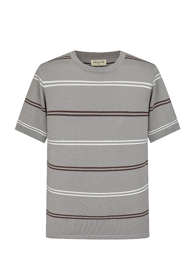 Wholesaler Frilivin - Gray knitted t-shirt with stripes