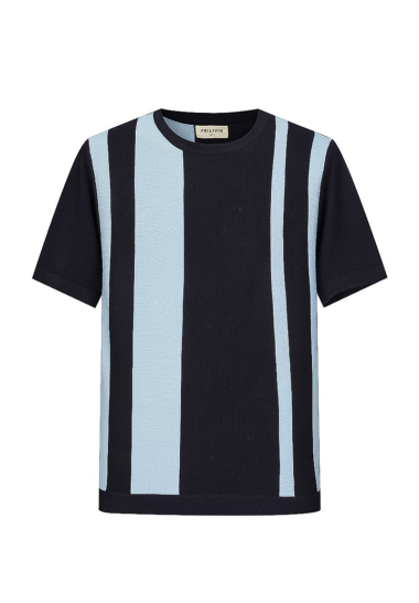 Wholesaler Frilivin - Navy knitted t-shirt with stripes
