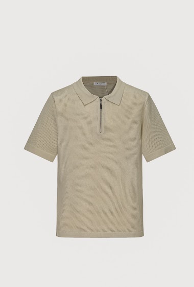 T-shirt polo zippé en maille piquée