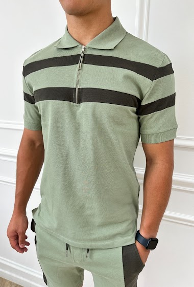 Grossiste Frilivin - T-shirt polo zippée à rayures