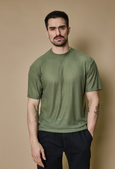 Großhändler Frilivin - Übergroßes, einfarbig gestreiftes T-Shirt