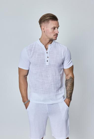 Großhändler Frilivin - Leichtes T-Shirt aus Baumwolle mit Leineneffekt