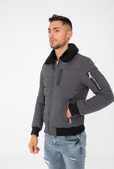 FRILIVIN - Veste Hiver Homme Varsity - Grijs - Veste Hiver Chaude - Veste  Matelassée