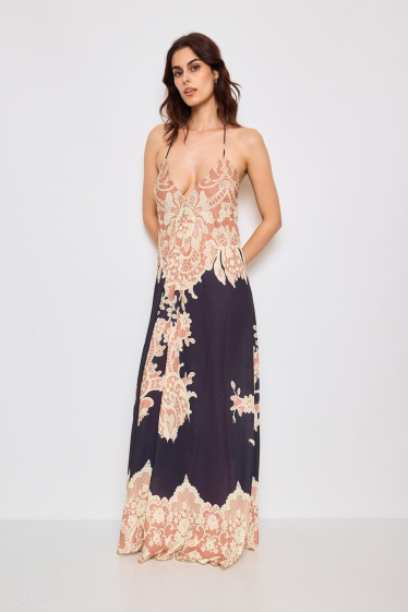 Wholesaler Frime Beachwear - Long backless dress with rhinestones