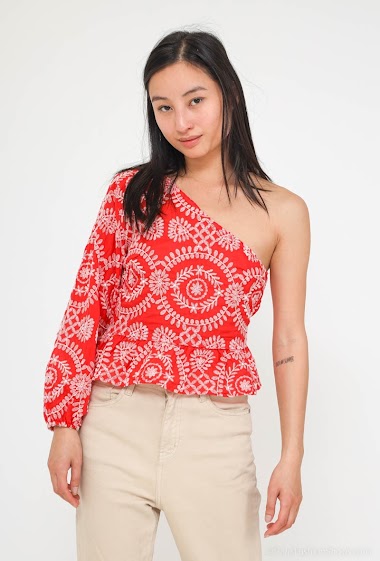 Wholesaler Frime Paris - One-shoulder embroidered blouse