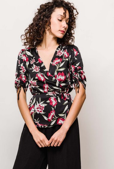 Wholesaler Frime Paris - Wrap blouse with flowers