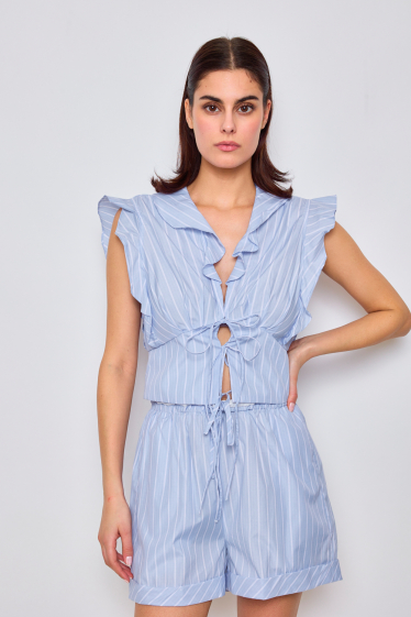 Wholesaler Frime Paris - Sleeveless striped blouse featuring