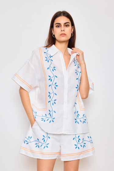 Wholesaler Frime Paris - Loose short-sleeved printed shirt