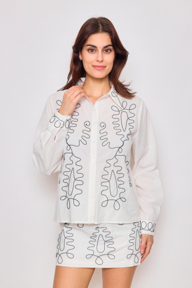 Wholesaler Frime Paris - Slightly oversized embroidered shirt with long sleeves