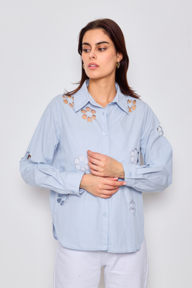 Wholesaler Frime Paris - Cotton shirt with cotton floral details