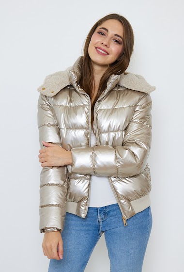 Wholesaler Frime Paris - Shiny hooded puffer jacket