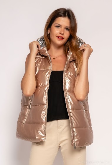 Wholesaler Frime Paris - Shiny sleeveless puffer jacket
