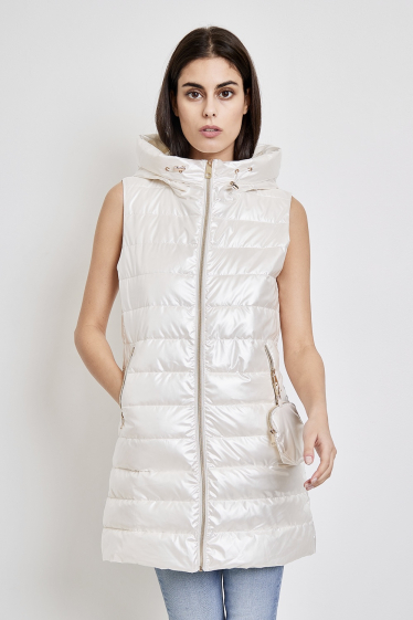 Wholesaler Frime Paris - Long sleeveless quilted down jacket with hood