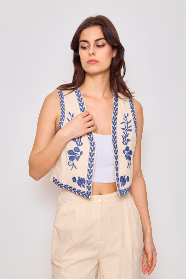Wholesaler Frime Paris - Embroidered sleeveless vest