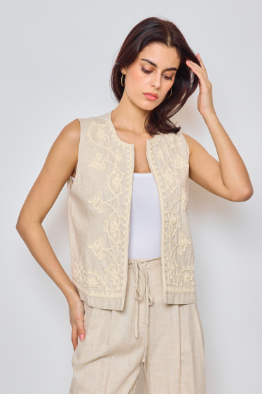Wholesaler Frime Paris - Sleeveless embroidered cotton and linen vest