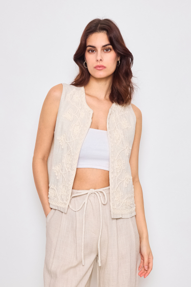Wholesaler Frime Paris - Sleeveless embroidered cotton and linen vest