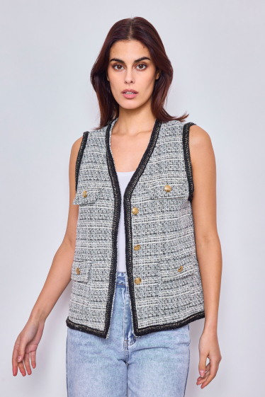 Wholesaler Frime Paris - Sleeveless vest in shimmering tweed