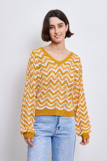 Wholesaler Frime Paris - Striped crochet sweater