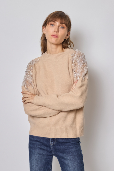 Wholesaler Frime Paris - Sweater with beaded sleeves