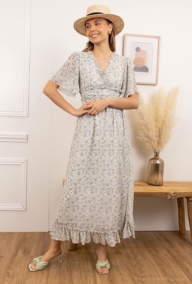 Wholesaler Frime Paris - Flower printed long dress