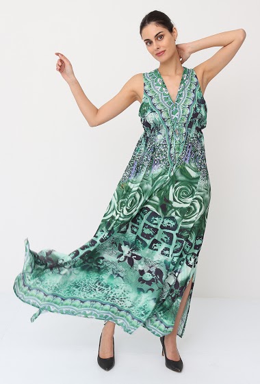 Wholesaler Frime Paris - Long dress with floral patterns