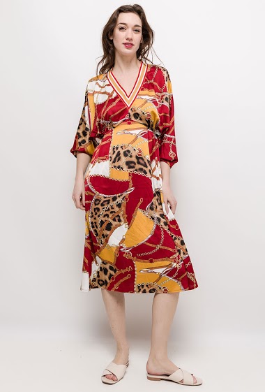 Wholesaler Frime Paris - Midi silky dress with print