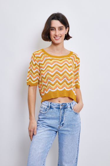 Wholesaler Frime Paris - Short-sleeved striped sweater