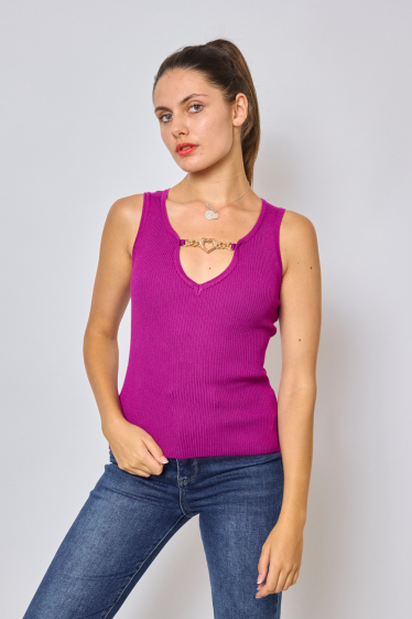 Wholesaler Frime Paris - Ribbed top with heart chain