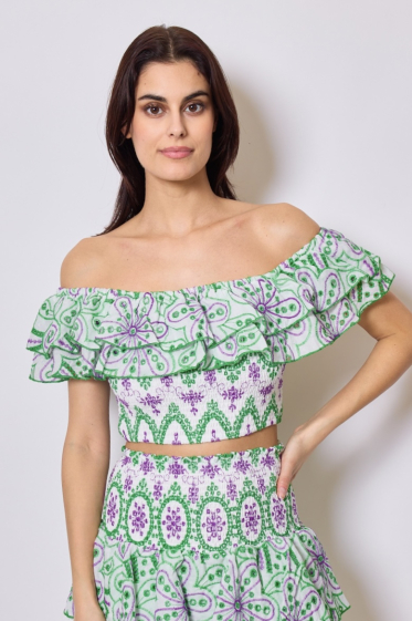 Wholesaler Frime Paris - Embroidered cropped top