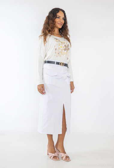 Wholesaler C.CONSTANTIA - Straight cargo skirt with belt