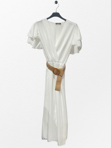 Großhändler C.CONSTANTIA - Kleid mit V-Ausschnitt und Gürtel