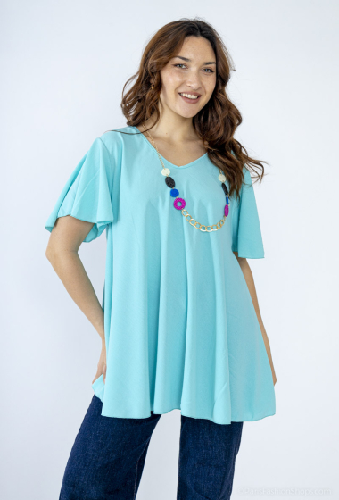 Wholesaler C.CONSTANTIA - Top with flying sleeves and necklace