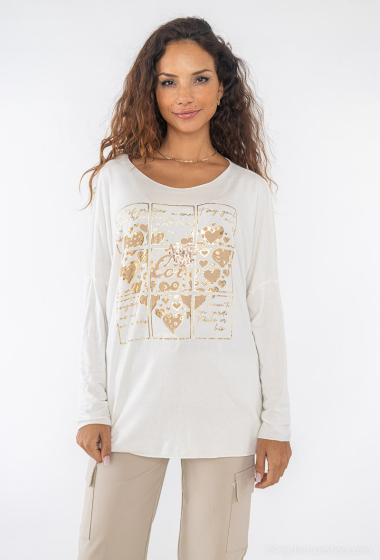 Wholesaler C.CONSTANTIA - Round neck top with square heart pattern