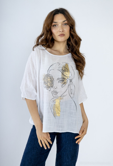 Grossiste C.CONSTANTIA - Tshirt coton avec motif visage