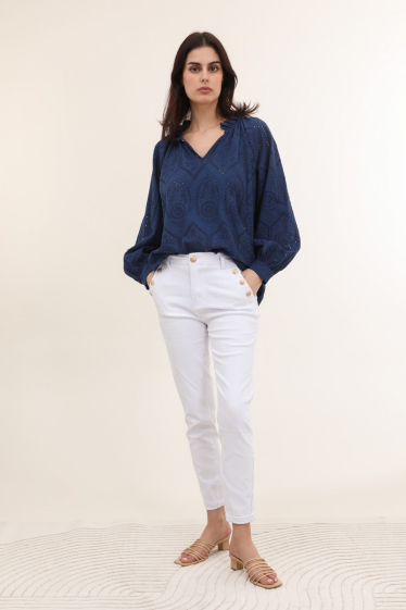 Wholesaler G-Smack - plus size white buttoned jeans