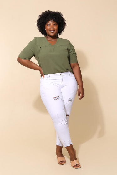 Wholesaler G-Smack - plus size ripped white jeans