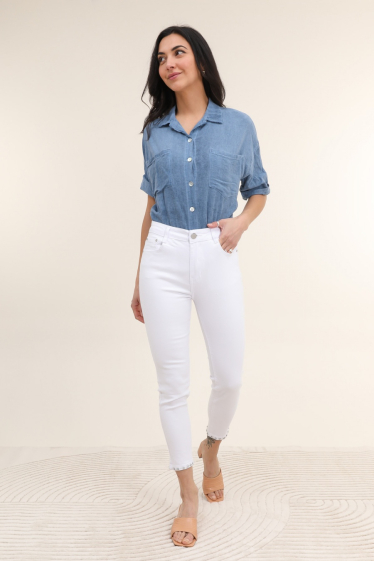 Wholesaler G-Smack - plus size white buttoned jeans