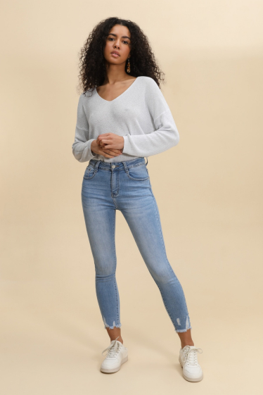 Grossiste G-Smack - jeans effiloché strass grande taille